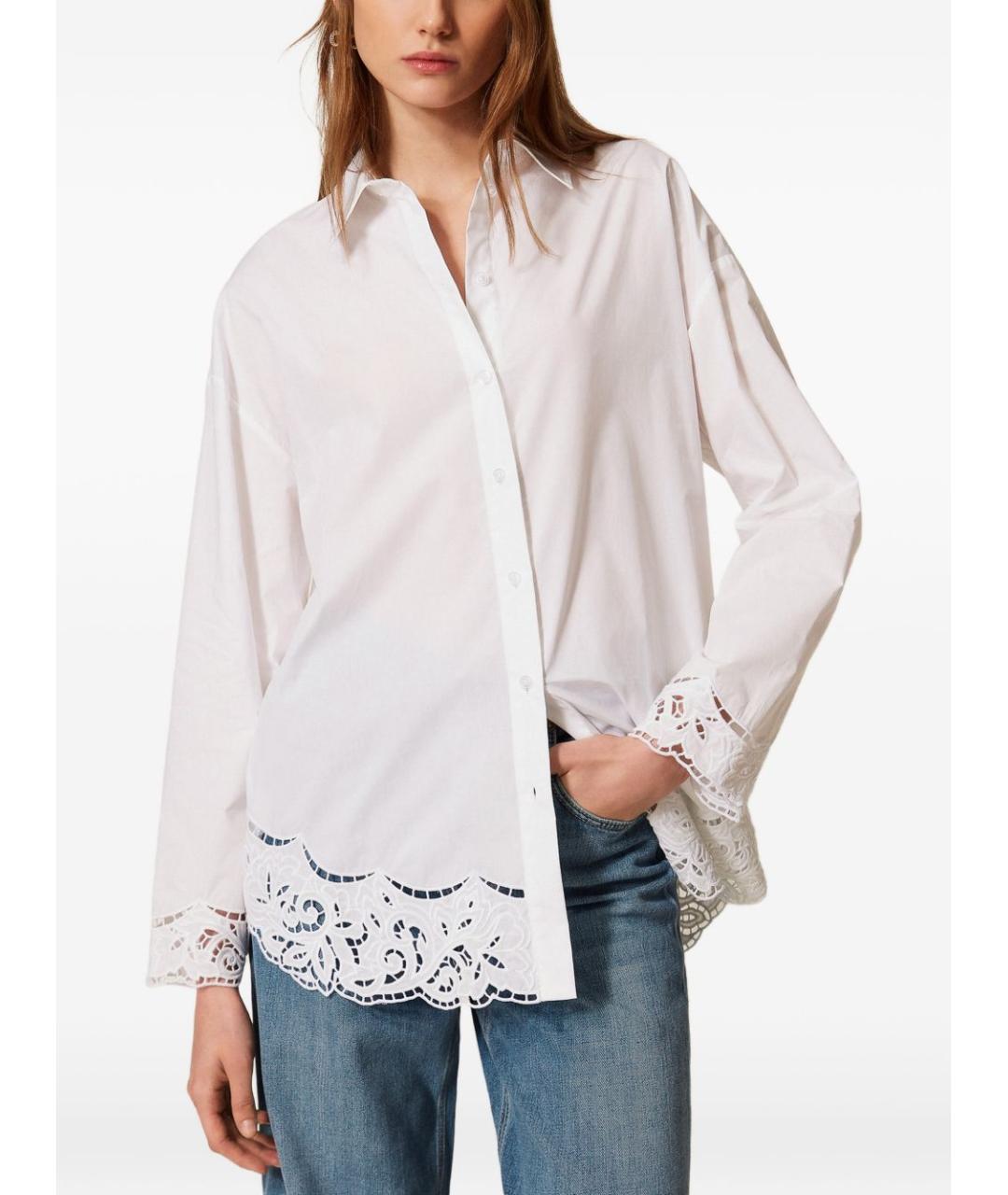 TWIN-SET Белая хлопковая рубашка, фото 4