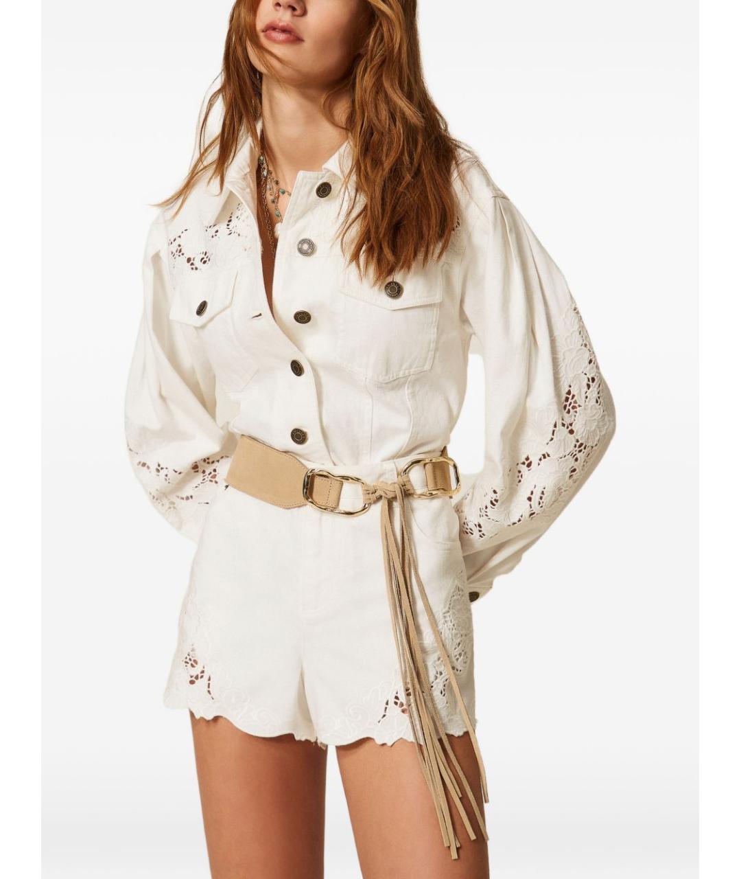 TWIN-SET Белые хлопковые шорты, фото 2