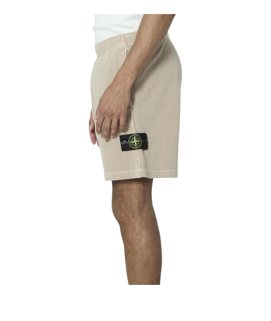 STONE ISLAND Бежевые хлопковые шорты, фото 3