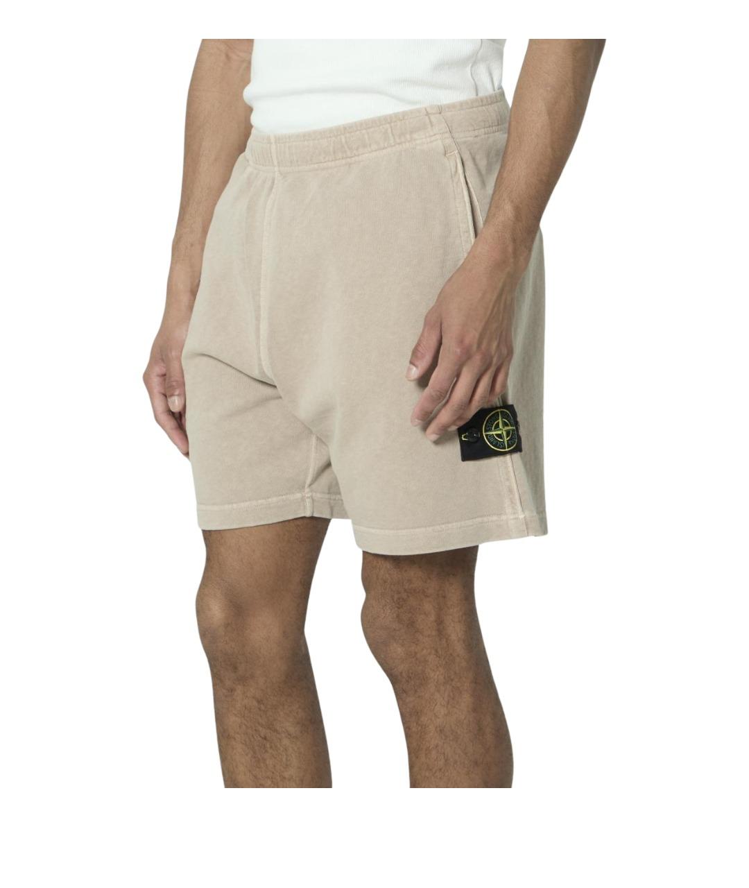 STONE ISLAND Бежевые хлопковые шорты, фото 2