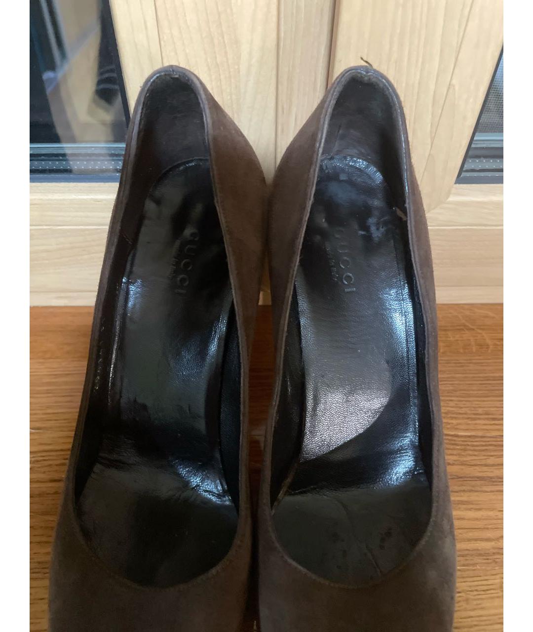 GUCCI Коричневые замшевые туфли, фото 3