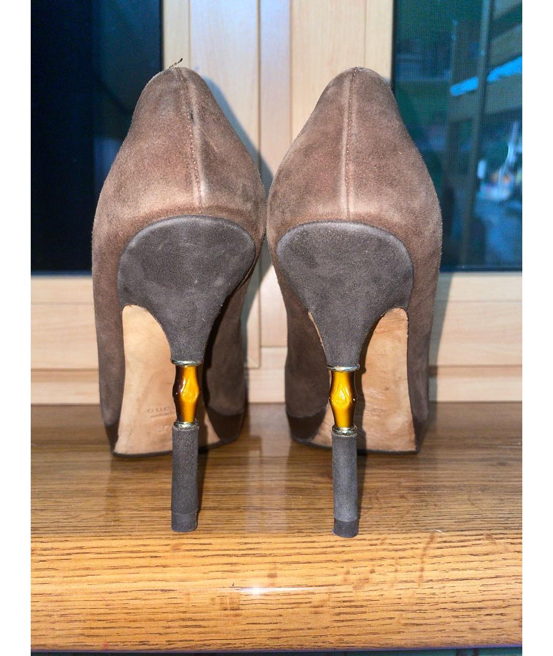 GUCCI Коричневые замшевые туфли, фото 4