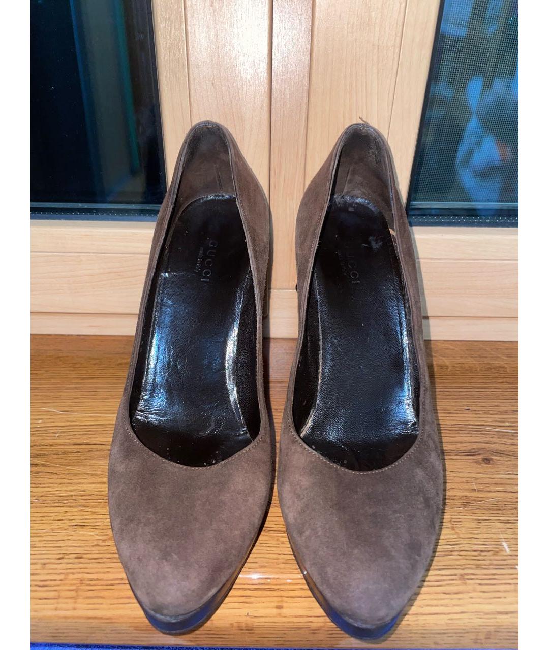 GUCCI Коричневые замшевые туфли, фото 2