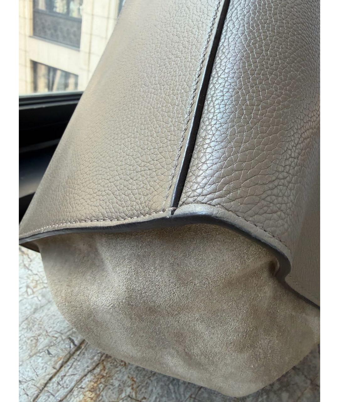 CELINE Хаки кожаная сумка тоут, фото 5