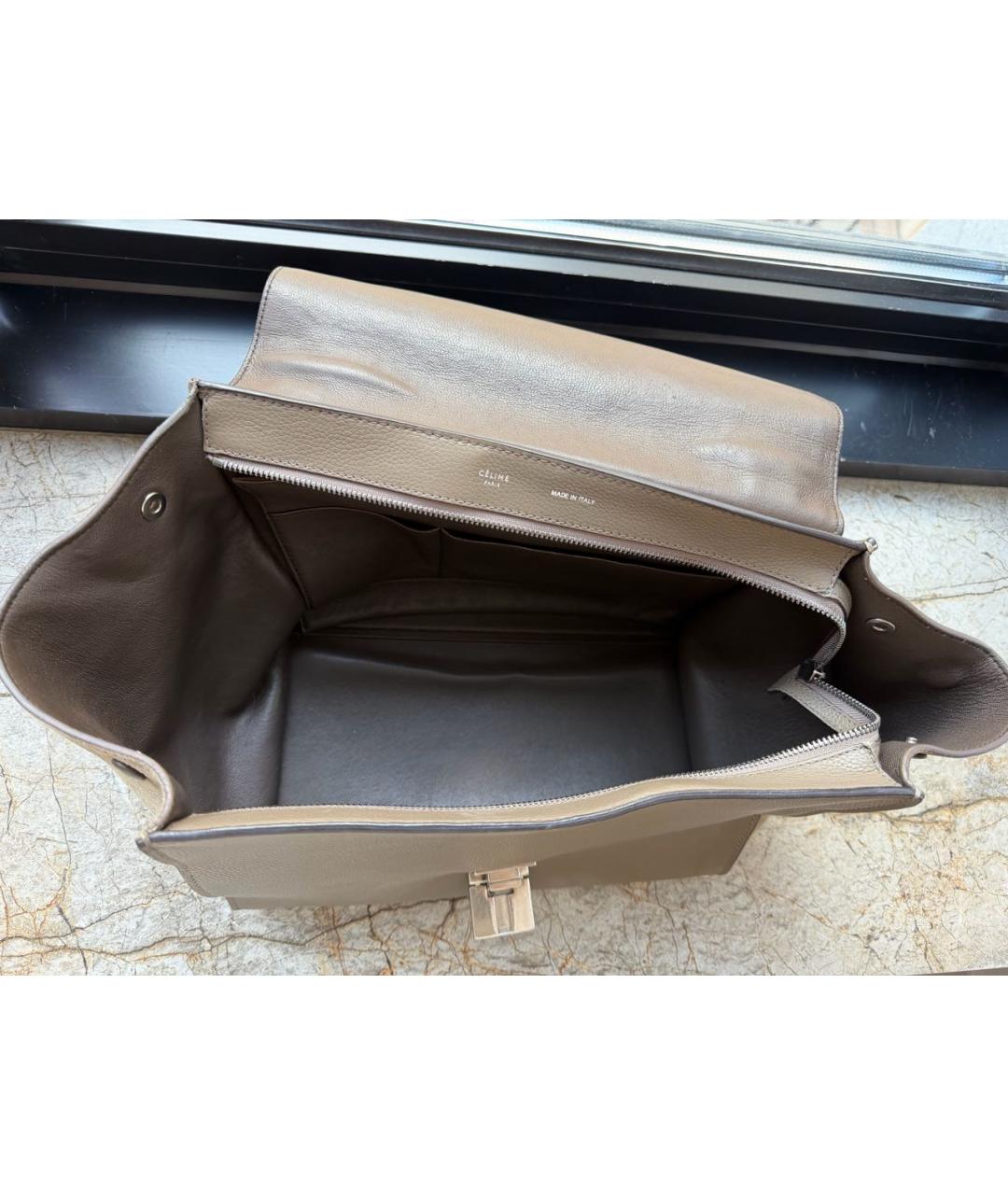 CELINE Хаки кожаная сумка тоут, фото 3