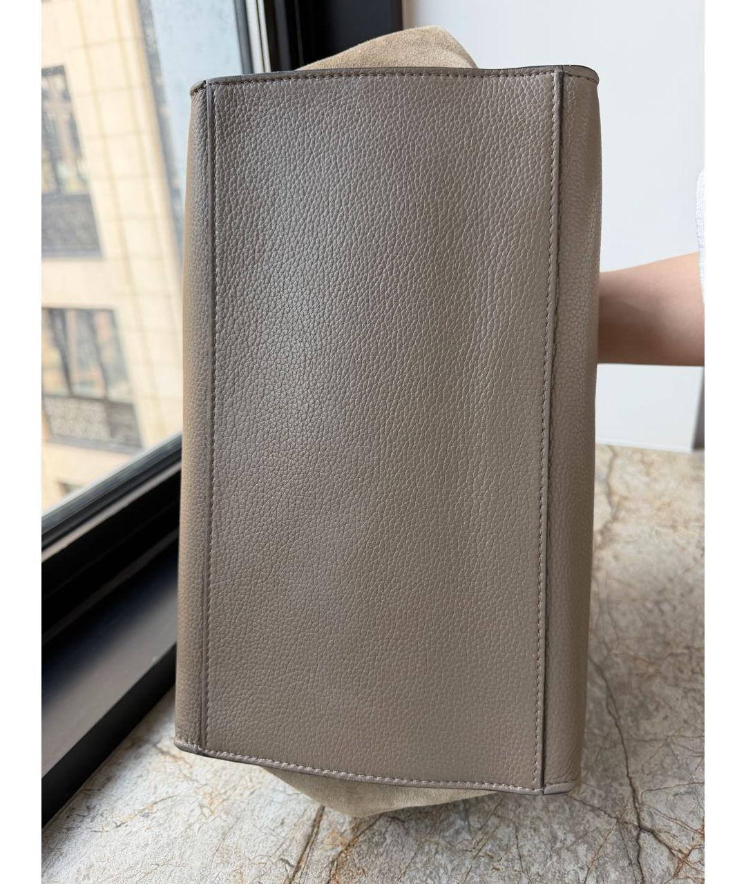 CELINE Хаки кожаная сумка тоут, фото 4