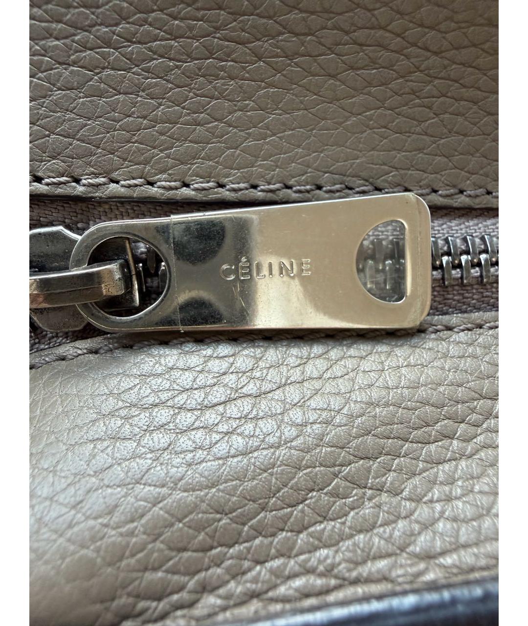 CELINE Хаки кожаная сумка тоут, фото 7