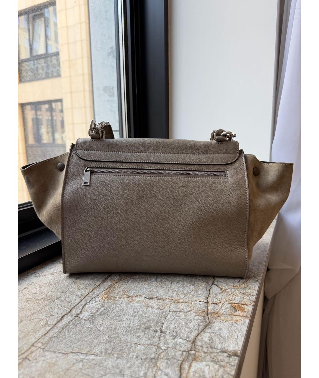 CELINE Хаки кожаная сумка тоут, фото 2