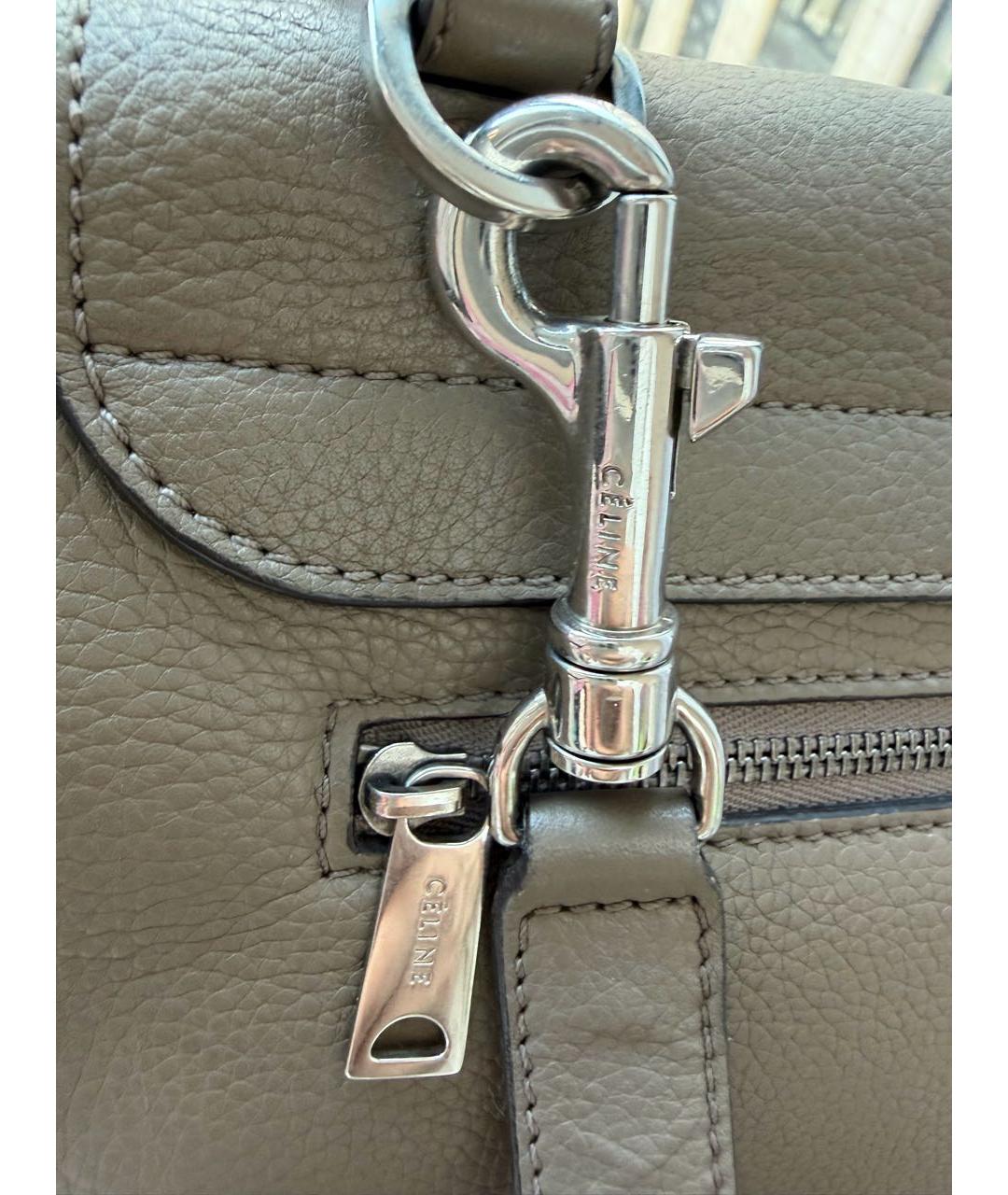 CELINE Хаки кожаная сумка тоут, фото 6