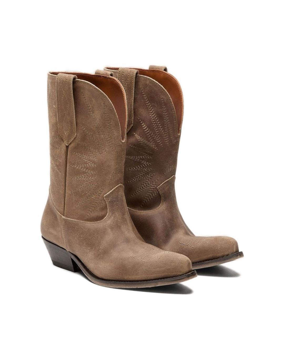 GOLDEN GOOSE DELUXE BRAND Бежевые замшевые сапоги, фото 2