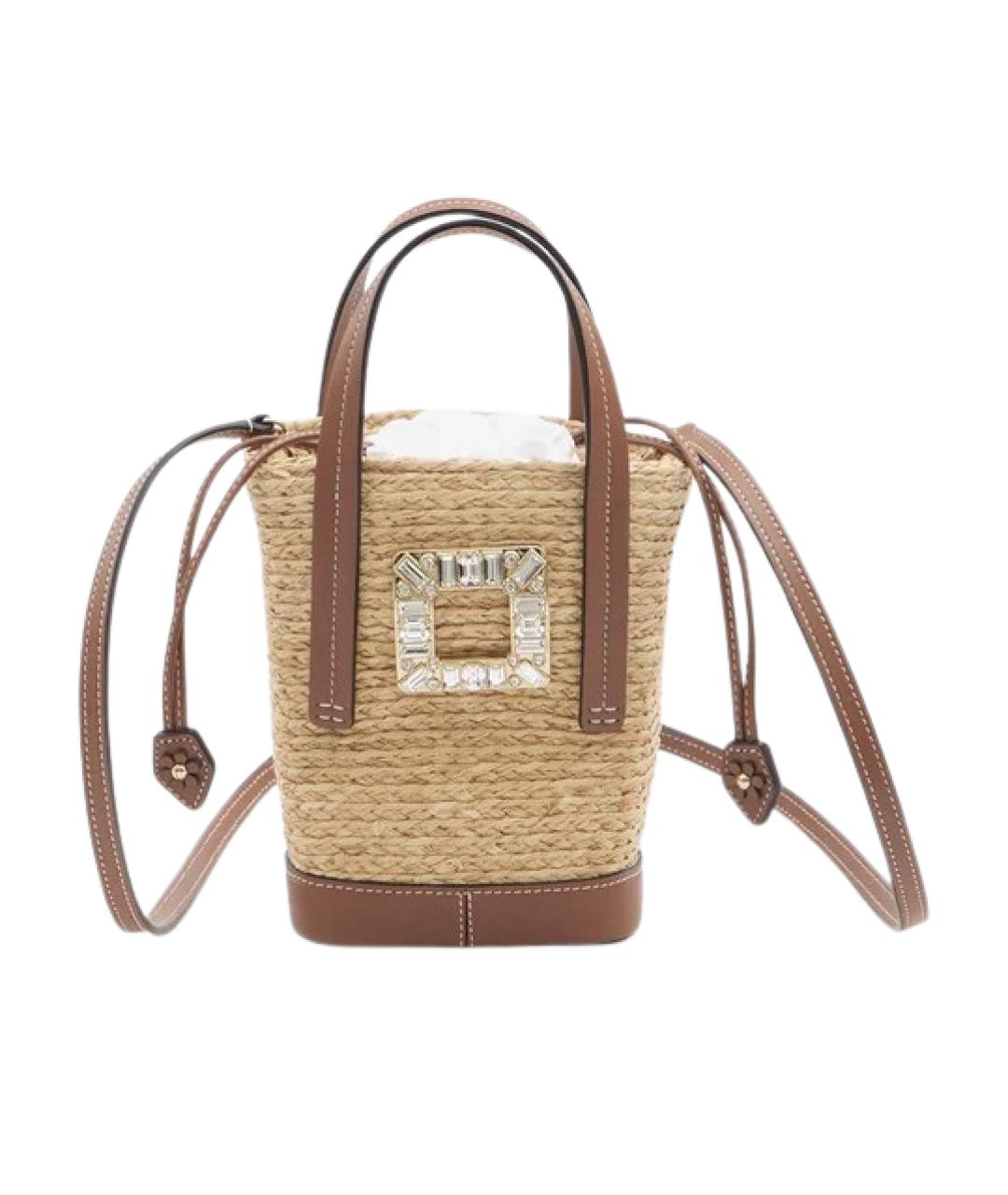 ROGER VIVIER Бежевая пелетеная сумка с короткими ручками, фото 1