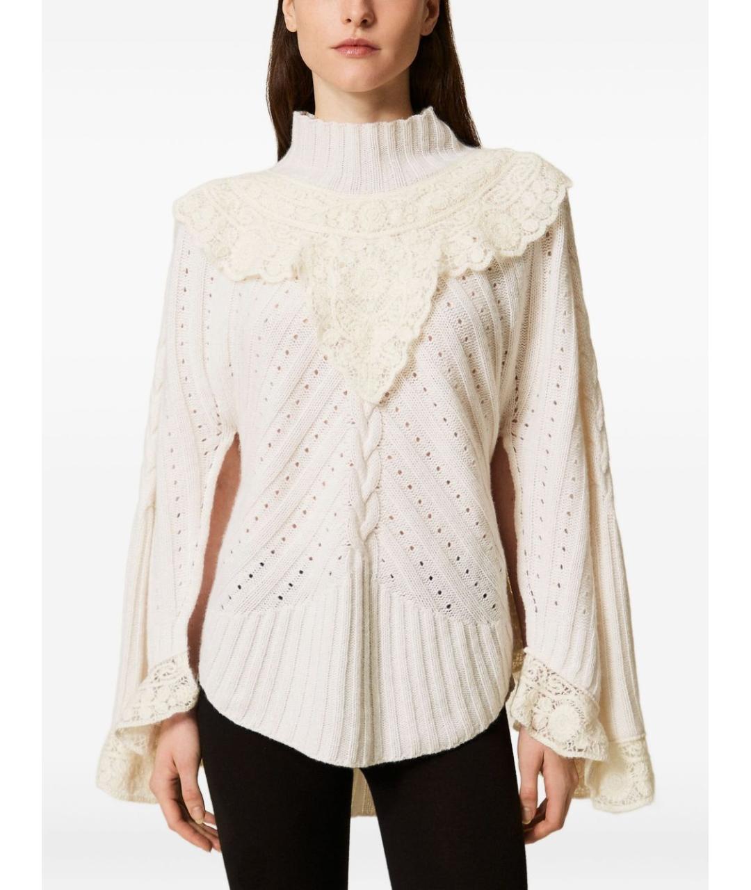 TWIN-SET Белый шерстяной джемпер / свитер, фото 4