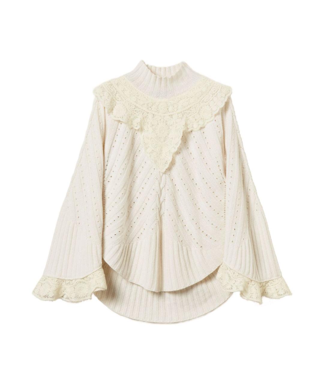 TWIN-SET Белый шерстяной джемпер / свитер, фото 3