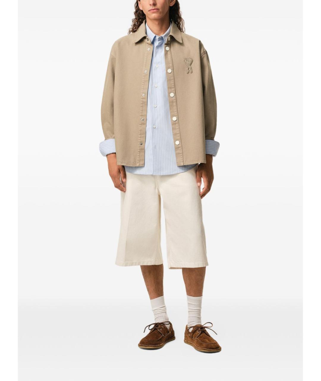 Ami Paris Бежевая хлопковая классическая рубашка, фото 5