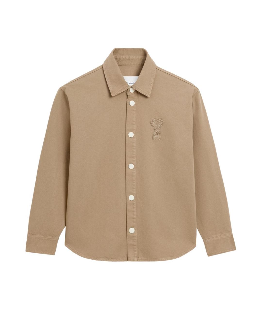 Ami Paris Бежевая хлопковая классическая рубашка, фото 6