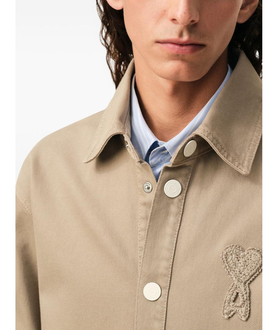 Ami Paris Бежевая хлопковая классическая рубашка, фото 2