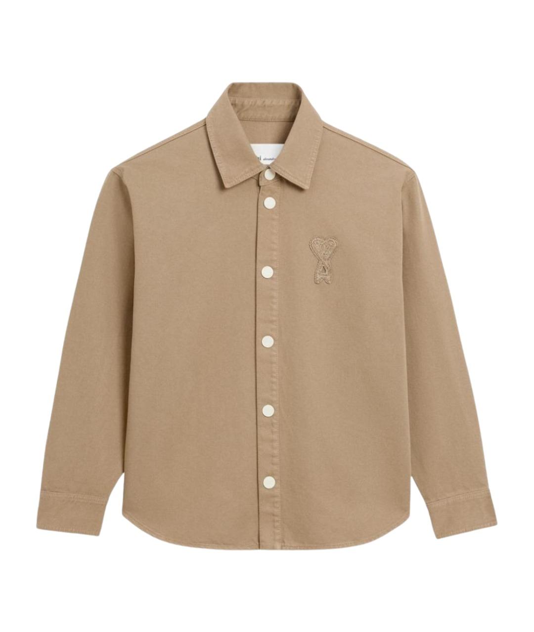 Ami Paris Бежевая хлопковая классическая рубашка, фото 1