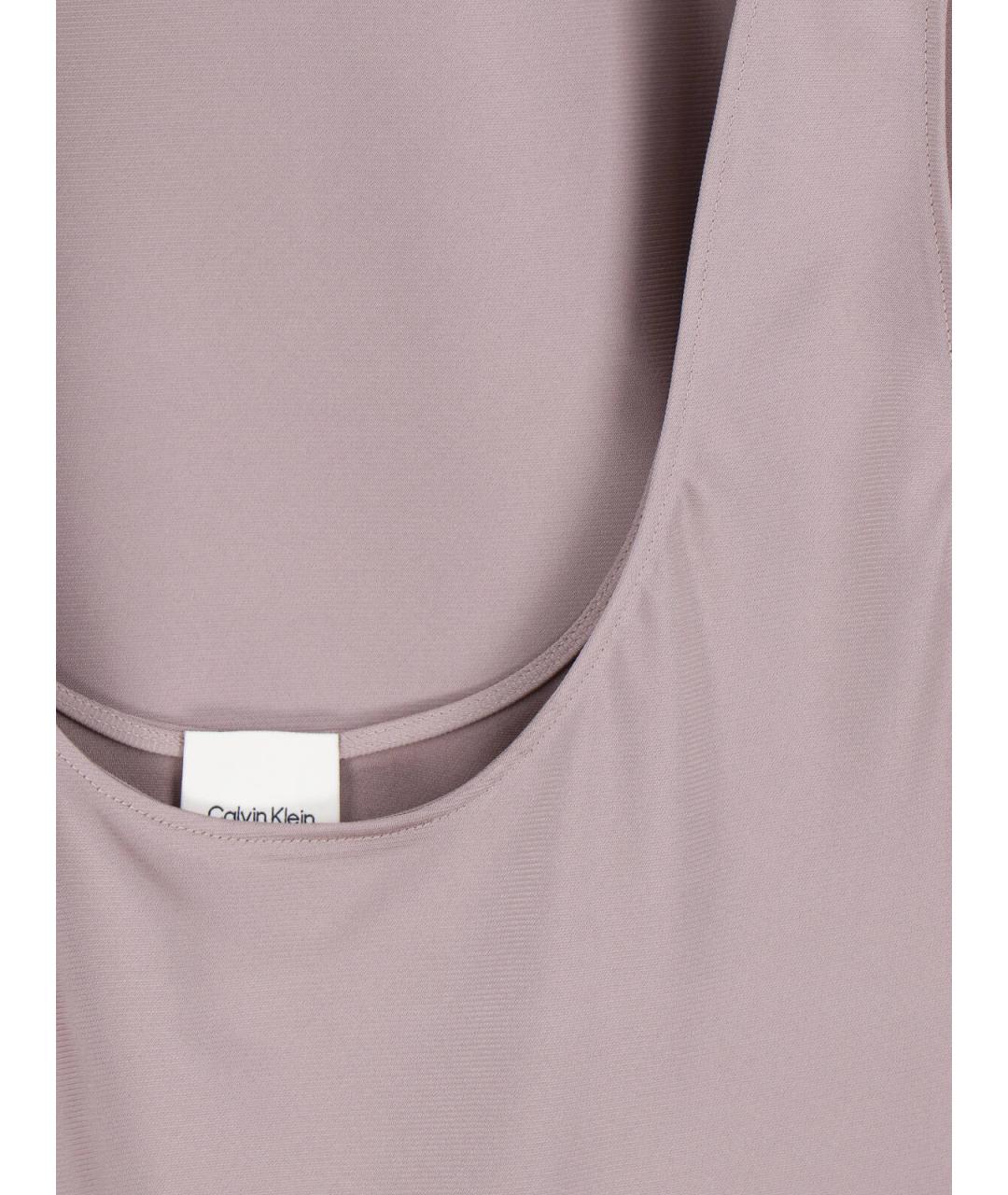 CALVIN KLEIN Серое полиэстеровое коктейльное платье, фото 3