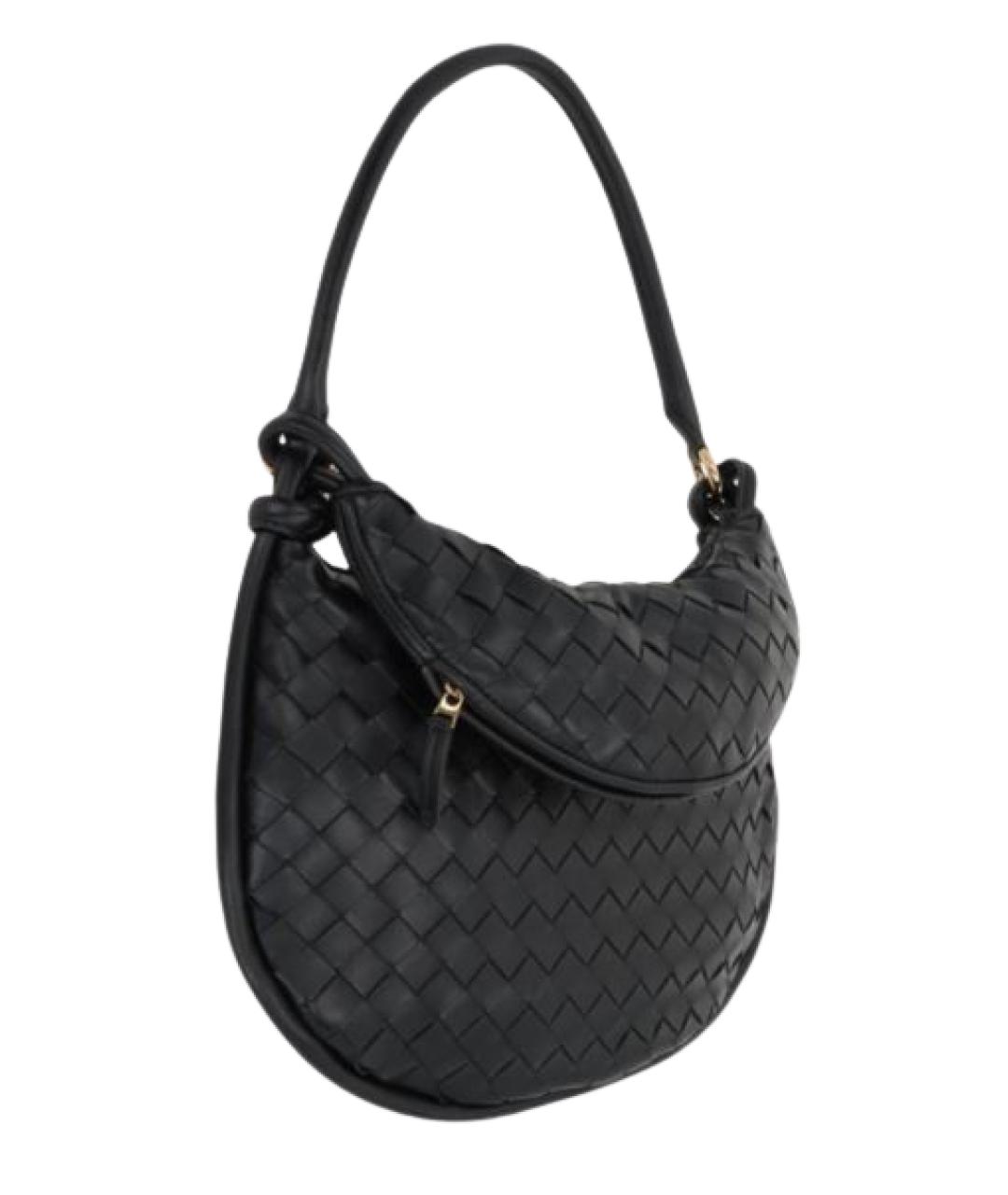 BOTTEGA VENETA Черная кожаная сумка через плечо, фото 2