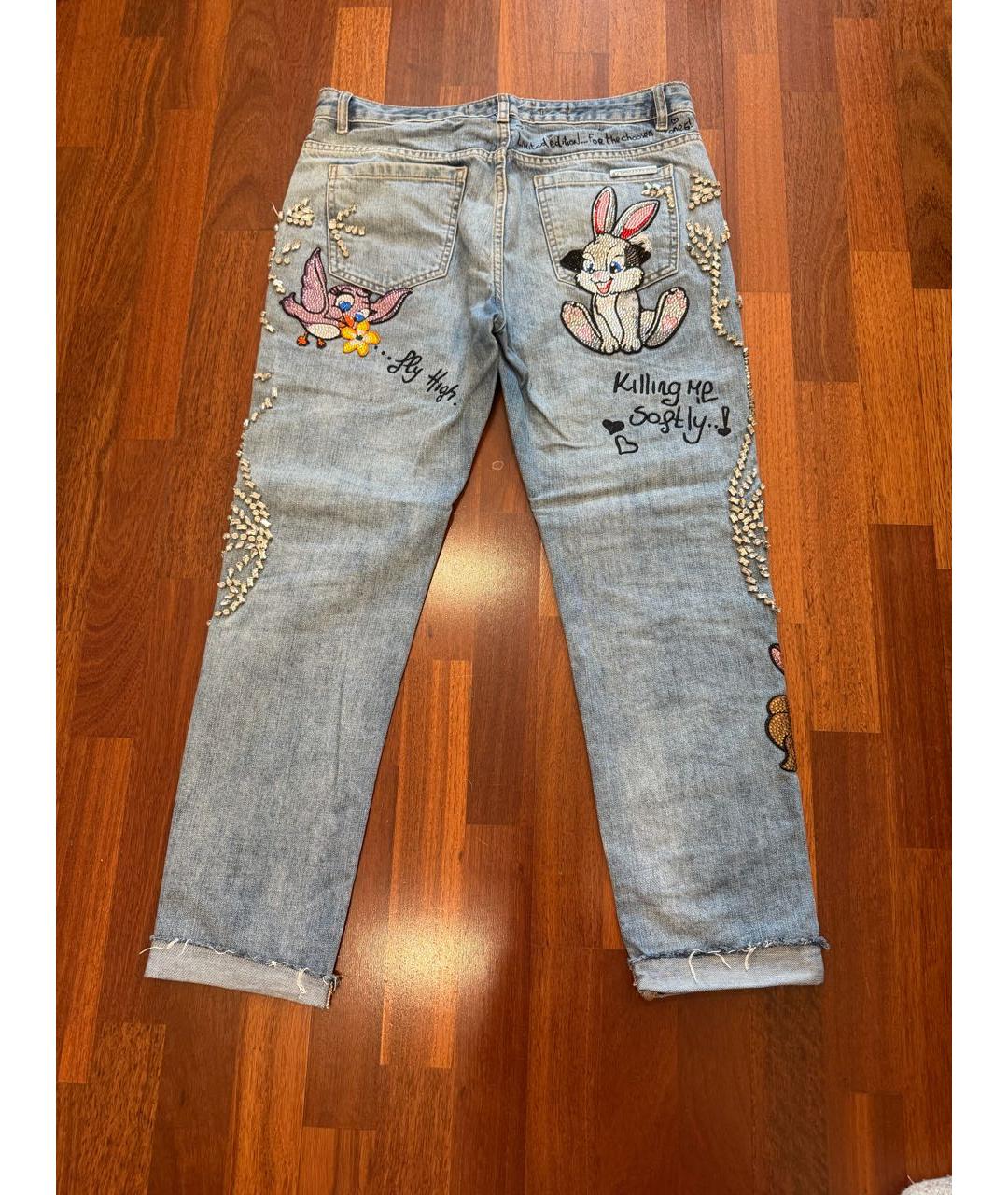 PHILIPP PLEIN Голубые хлопковые джинсы слим, фото 2