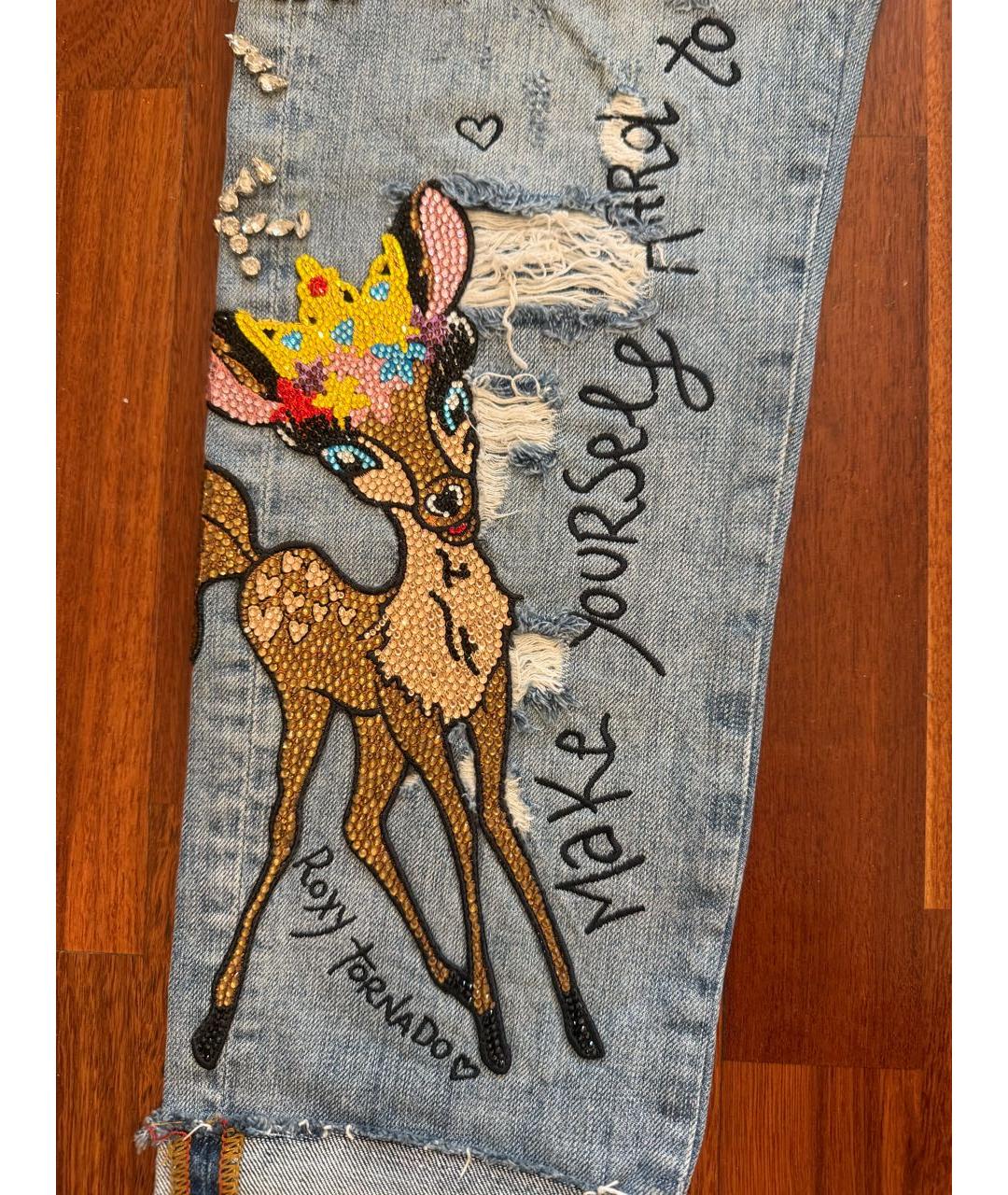 PHILIPP PLEIN Голубые хлопковые джинсы слим, фото 4