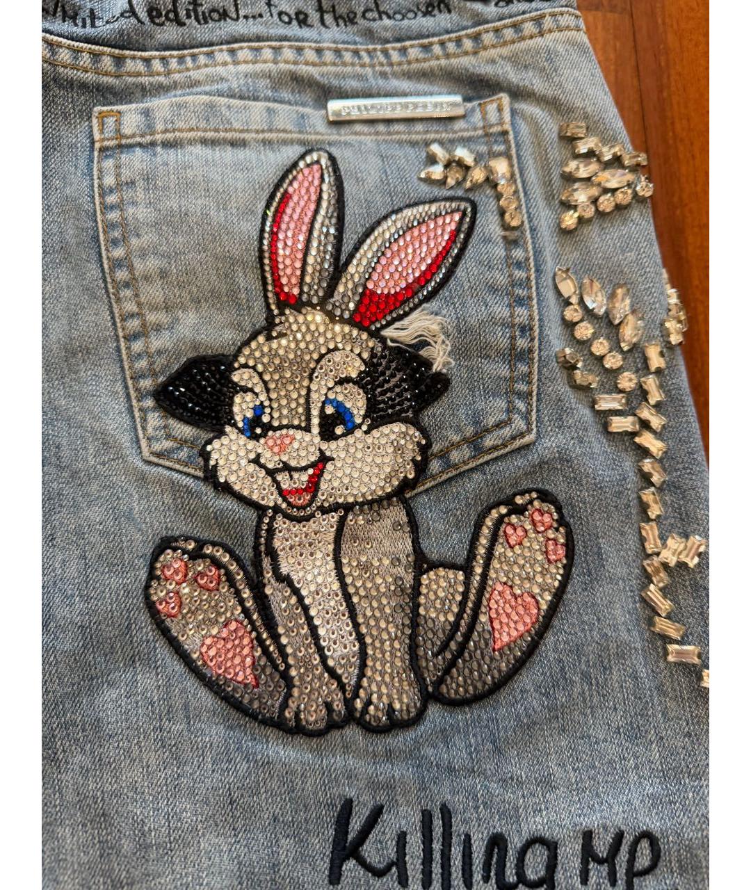 PHILIPP PLEIN Голубые хлопковые джинсы слим, фото 5