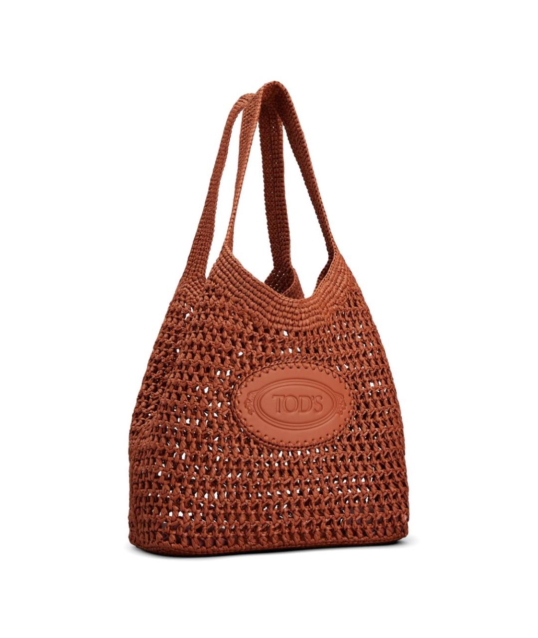 TOD'S Коричневая пелетеная сумка тоут, фото 4