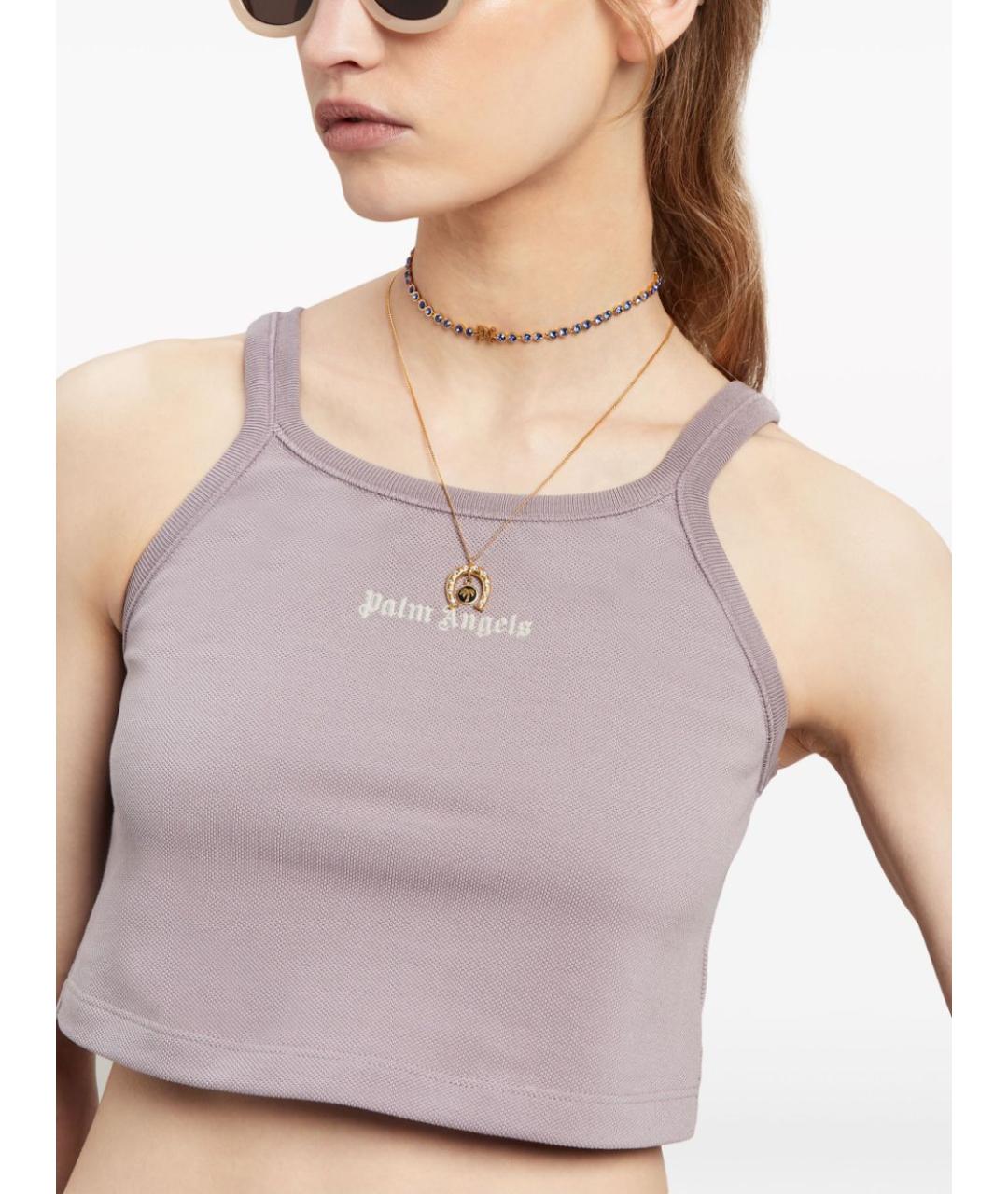 PALM ANGELS Серая хлопковая майка, фото 2