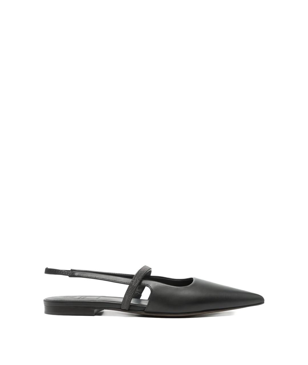 BRUNELLO CUCINELLI Черные кожаные балетки, фото 2