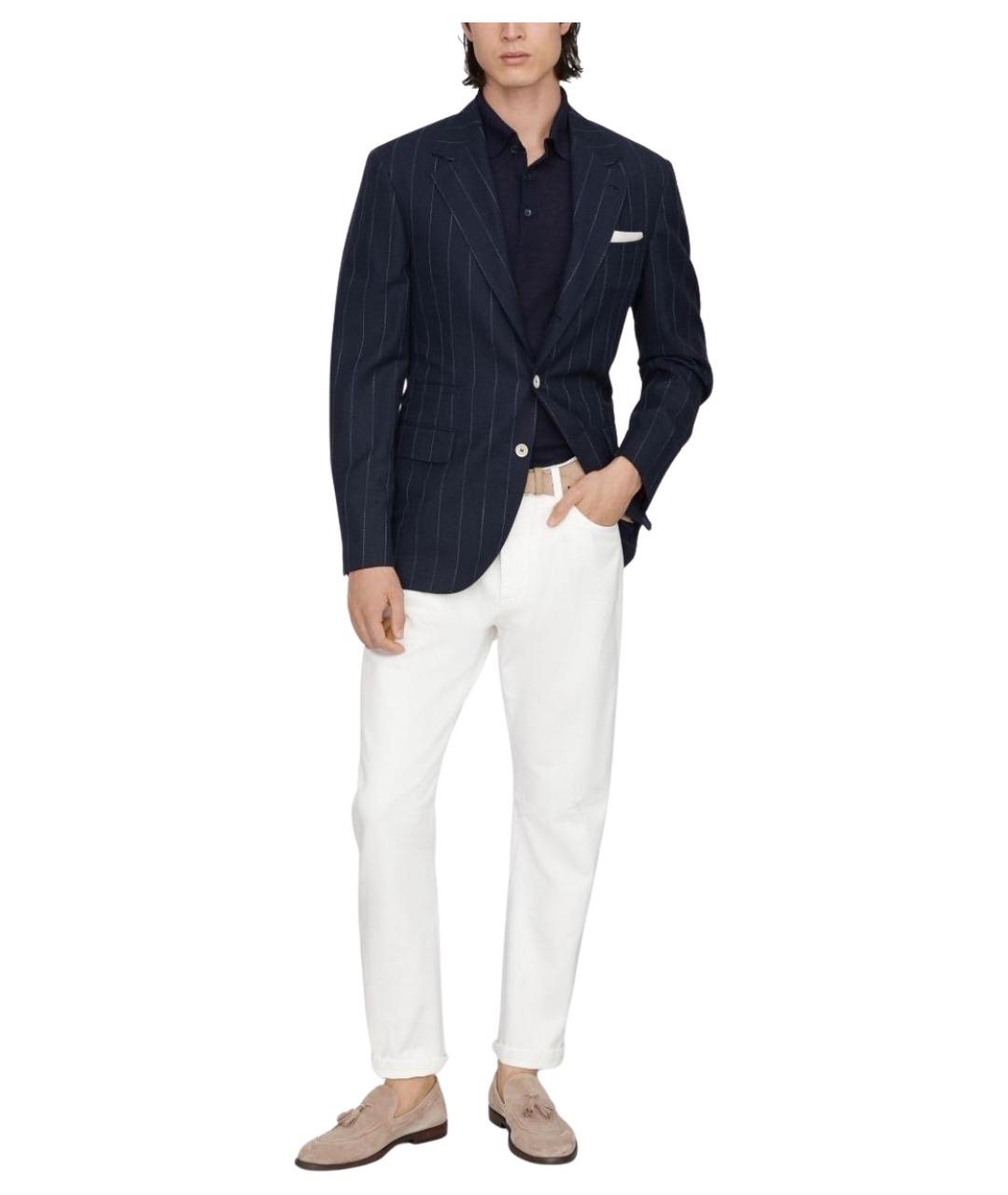 BRUNELLO CUCINELLI Синее поло с коротким рукавом, фото 5