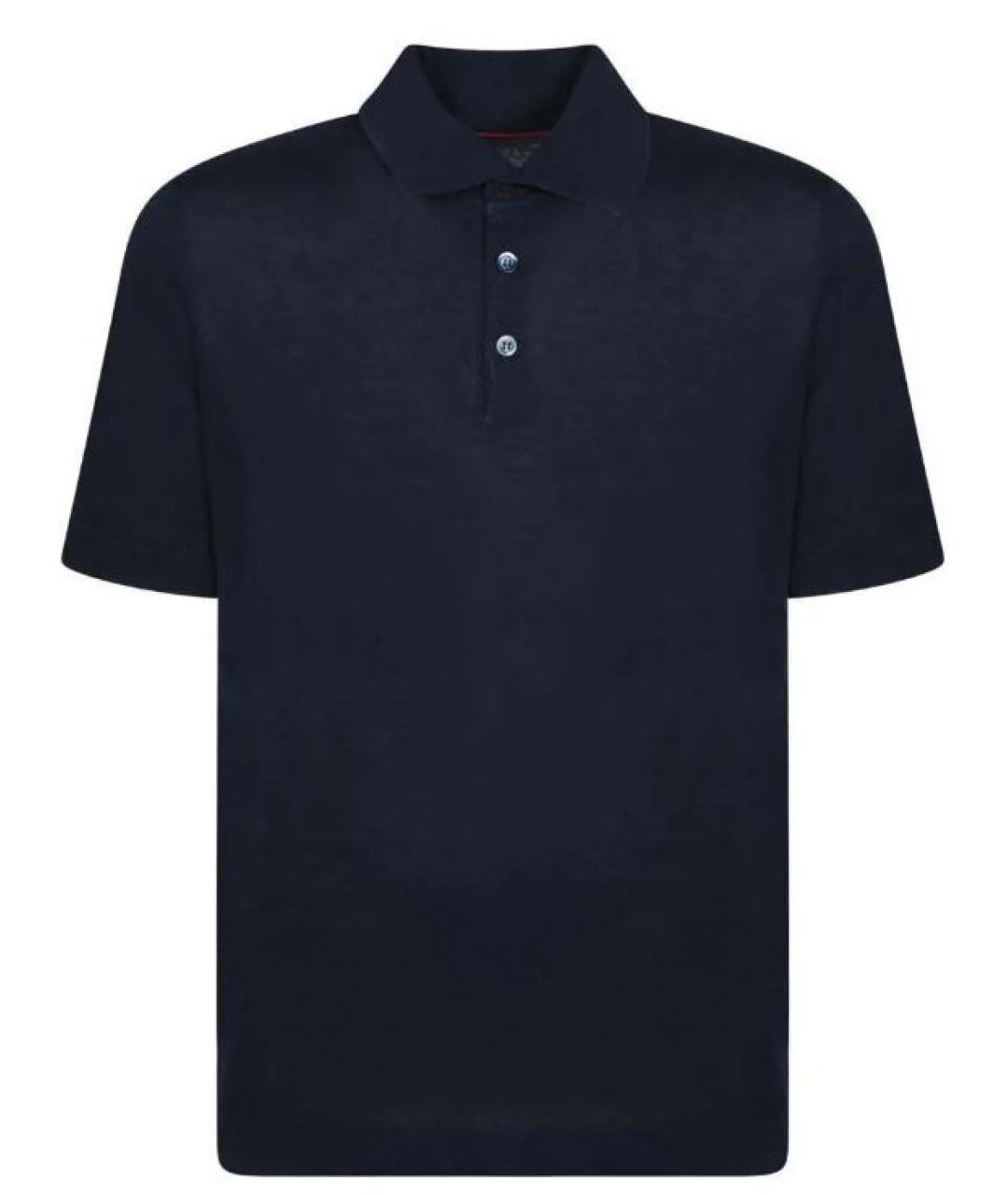 BRUNELLO CUCINELLI Синее поло с коротким рукавом, фото 1