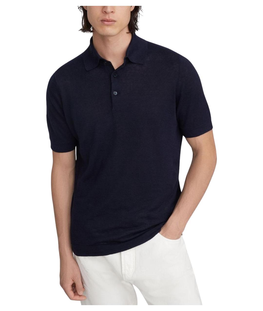 BRUNELLO CUCINELLI Синее поло с коротким рукавом, фото 3