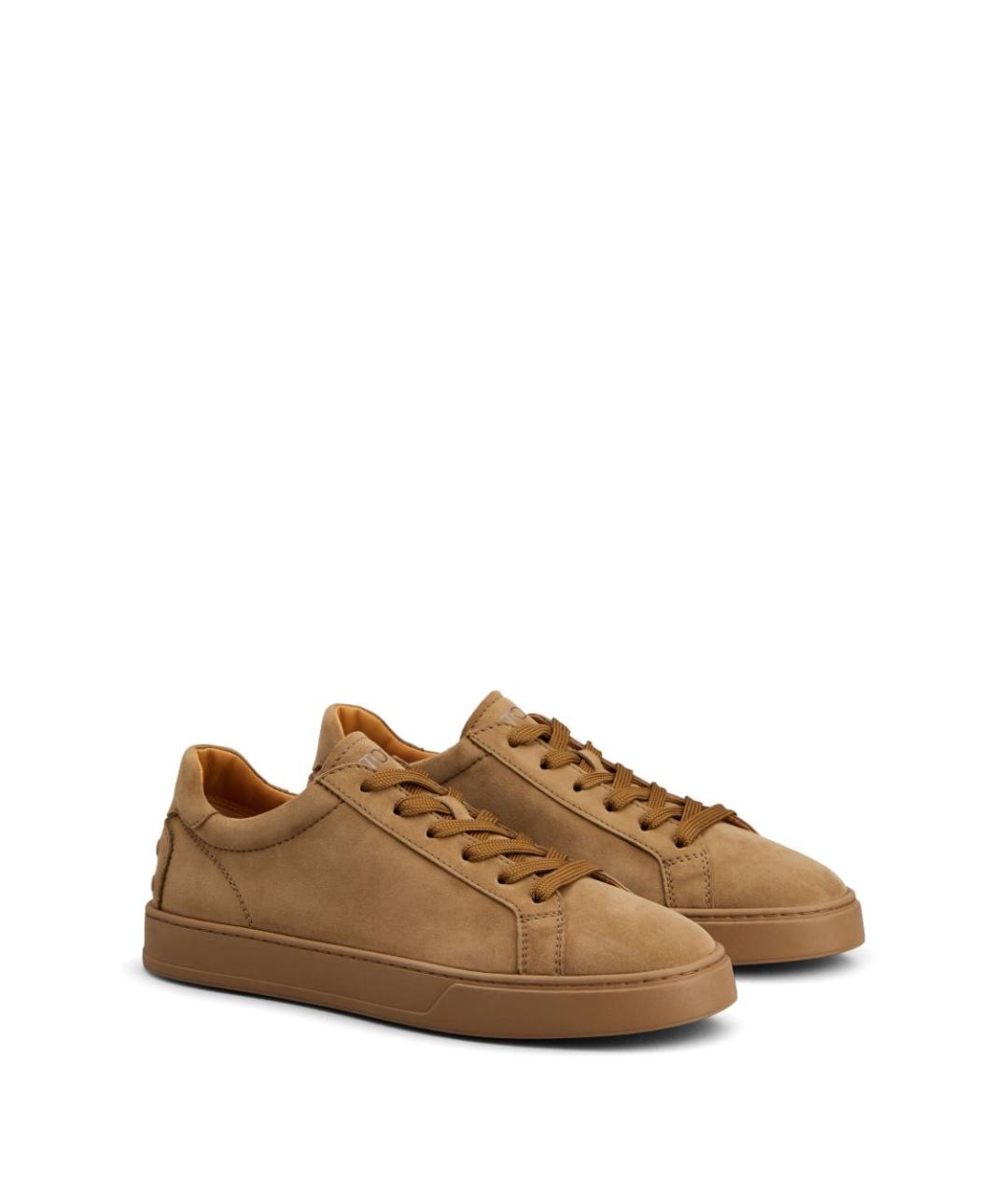 TOD'S Коричневые замшевые низкие кроссовки / кеды, фото 2