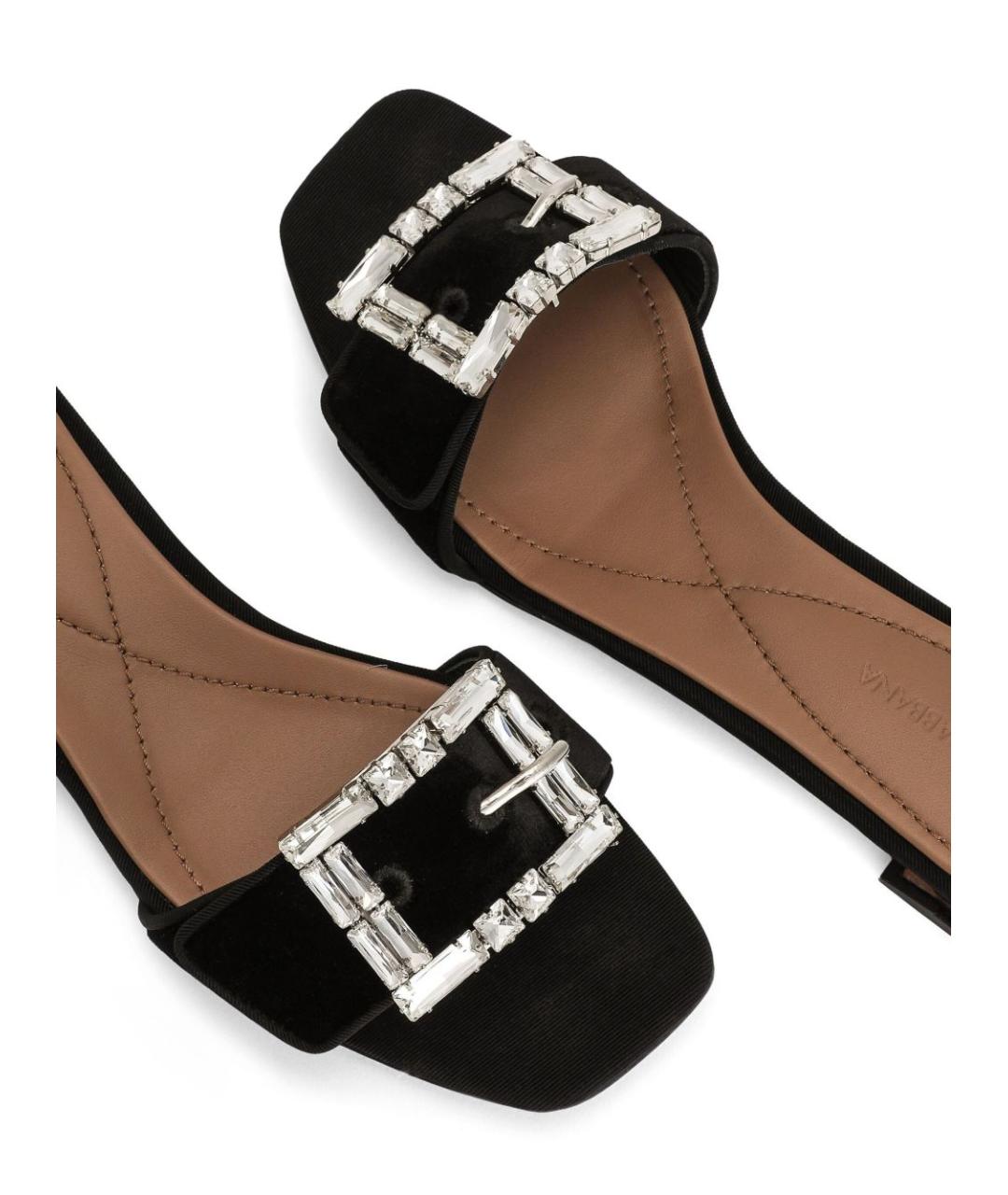 DOLCE&GABBANA Черные кожаные мюли, фото 2