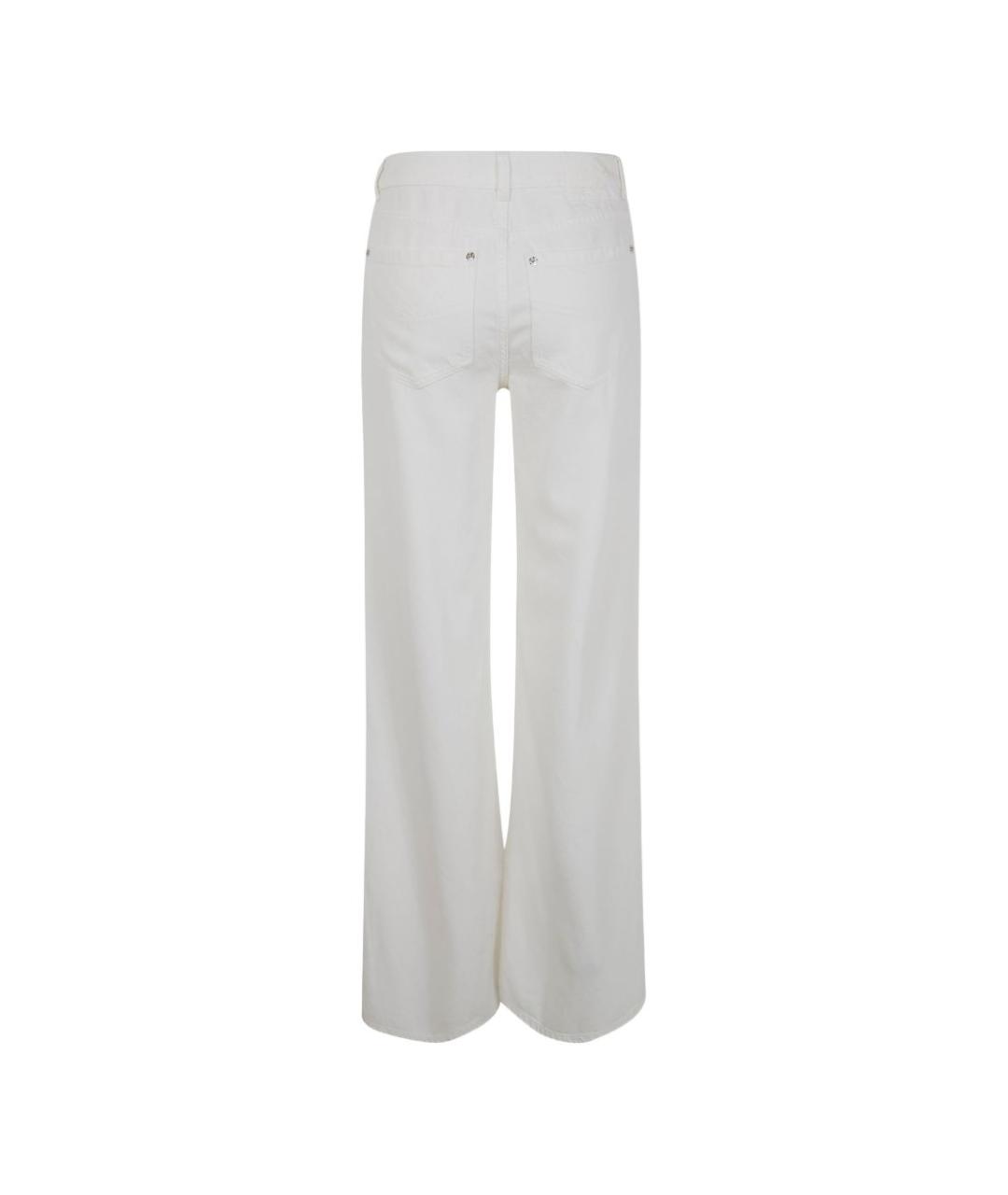 BLUMARINE Белые хлопковые прямые брюки, фото 3