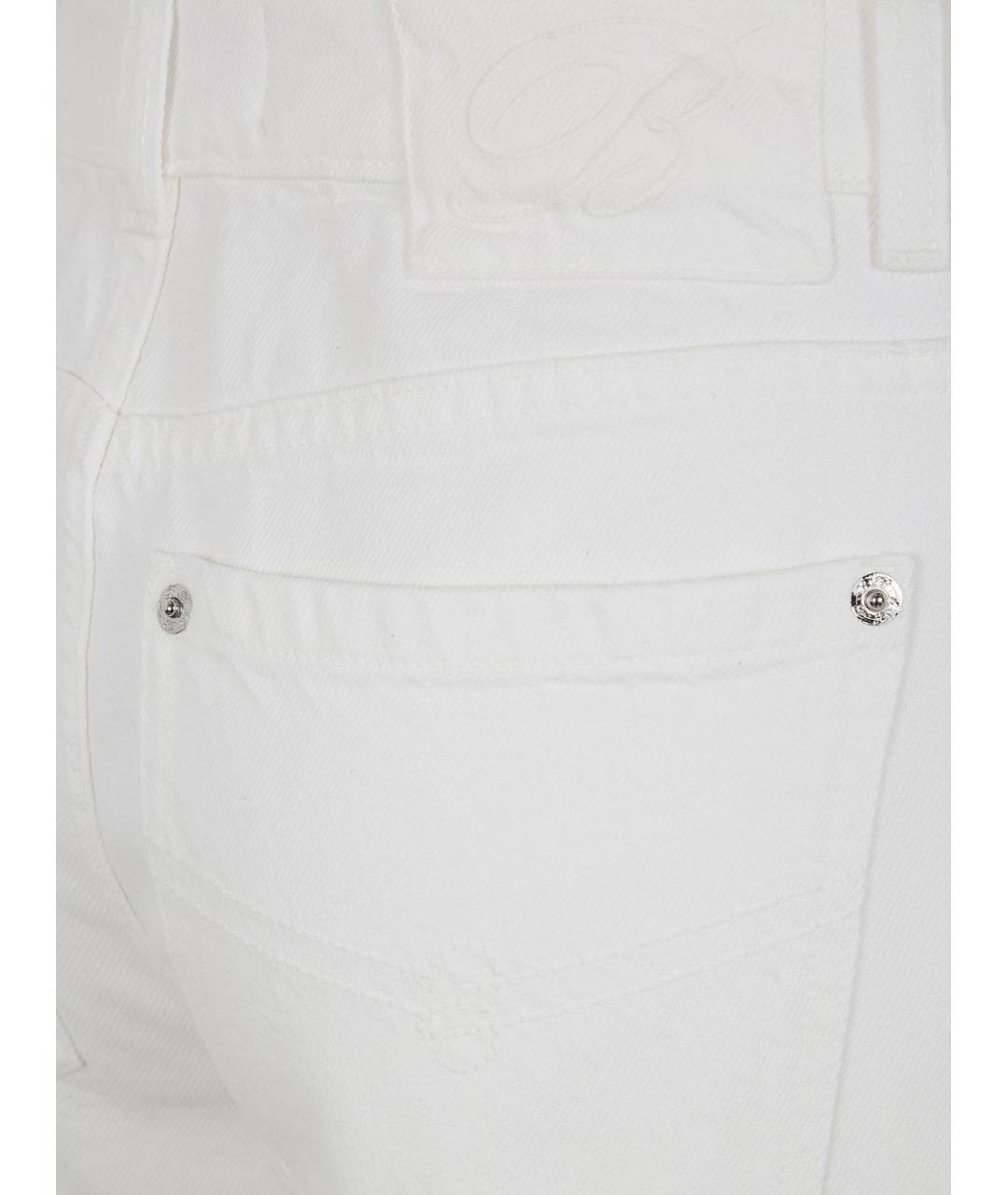 BLUMARINE Белые хлопковые прямые брюки, фото 2