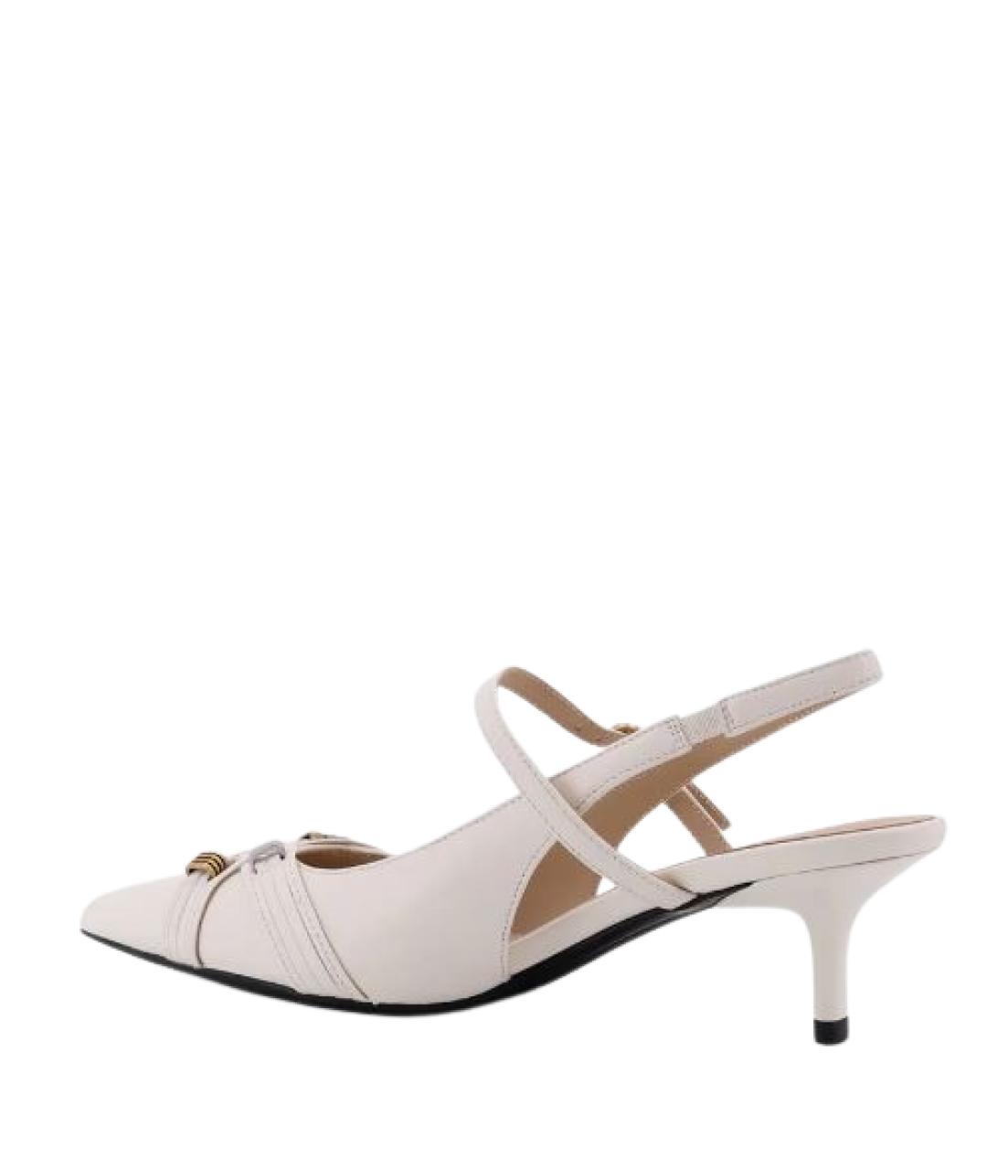 PINKO Белые кожаные лодочки на низком каблуке, фото 2