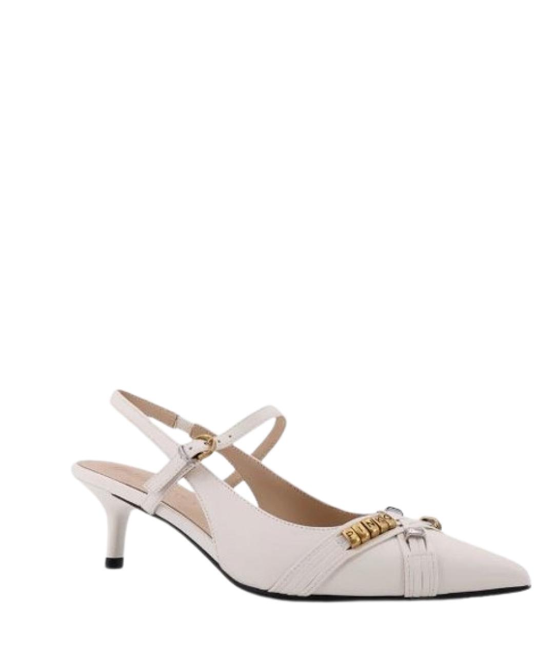 PINKO Белые кожаные лодочки на низком каблуке, фото 3