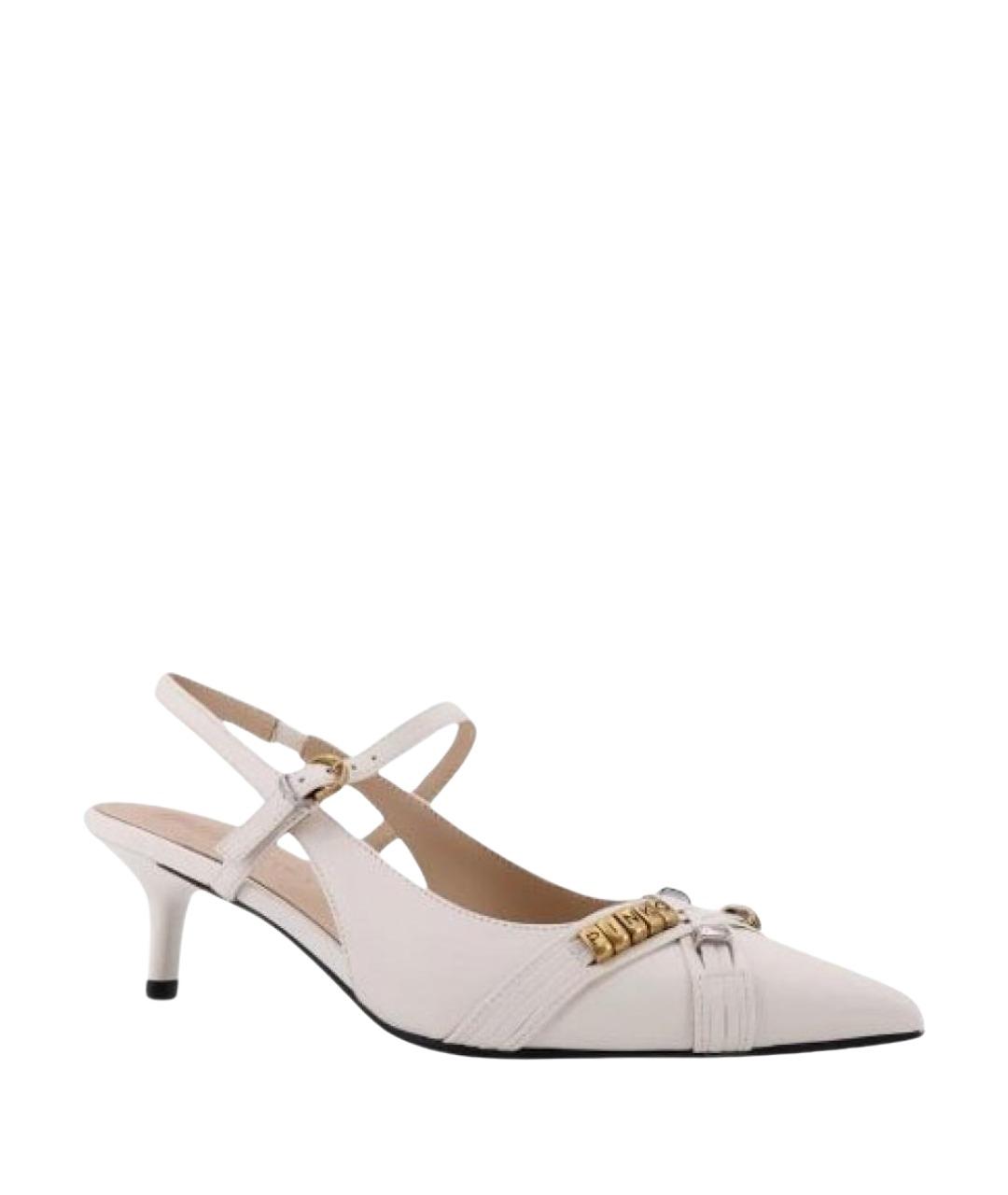 PINKO Белые кожаные лодочки на низком каблуке, фото 1