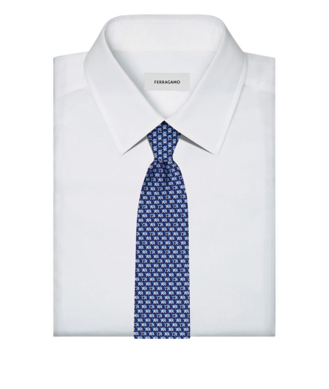 FERRAGAMO Синий шелковый галстук, фото 4