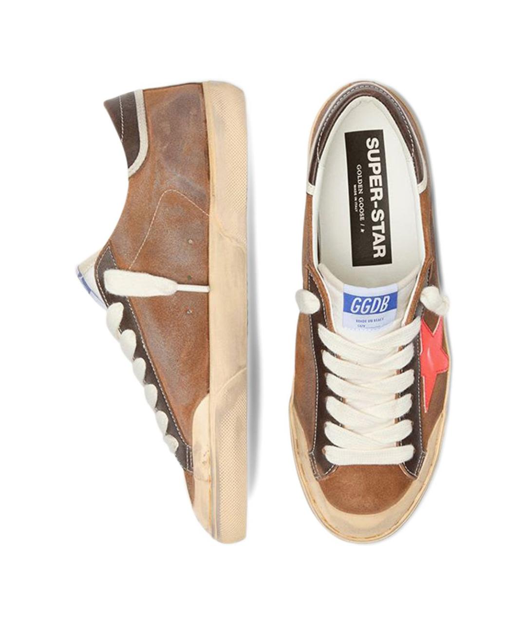 GOLDEN GOOSE DELUXE BRAND Коричневые замшевые низкие кроссовки / кеды, фото 3