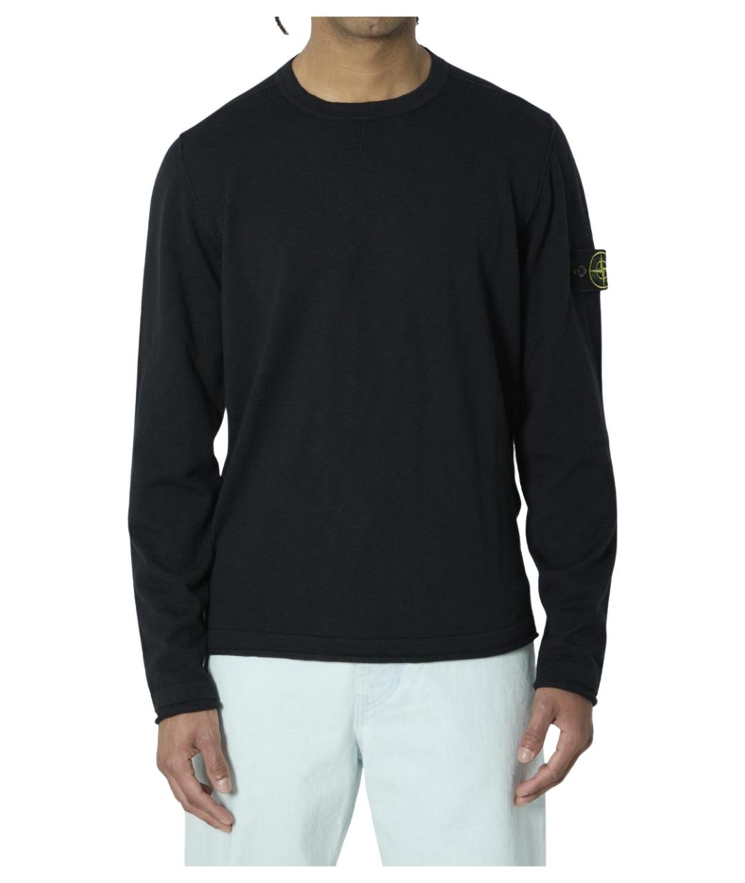 STONE ISLAND Черный хлопковый джемпер / свитер, фото 1