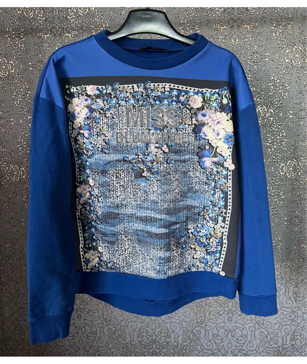 MISS BLUMARINE Синяя хлопковая рубашка/блузка, фото 6