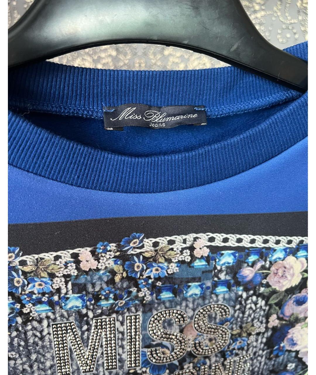 MISS BLUMARINE Синяя хлопковая рубашка/блузка, фото 4