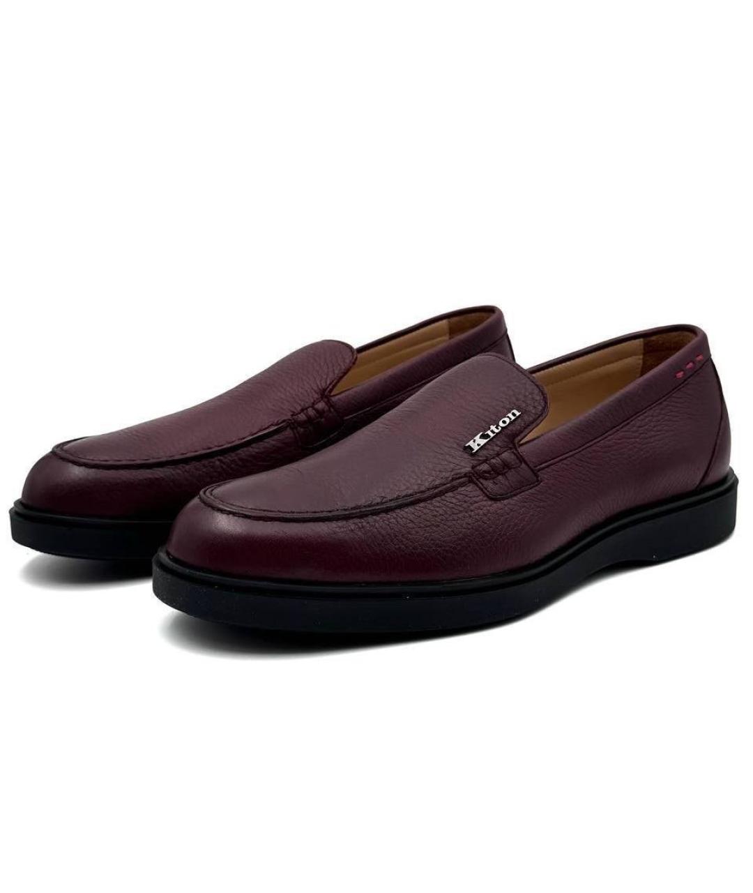 KITON Бордовые кожаные лоферы, фото 5