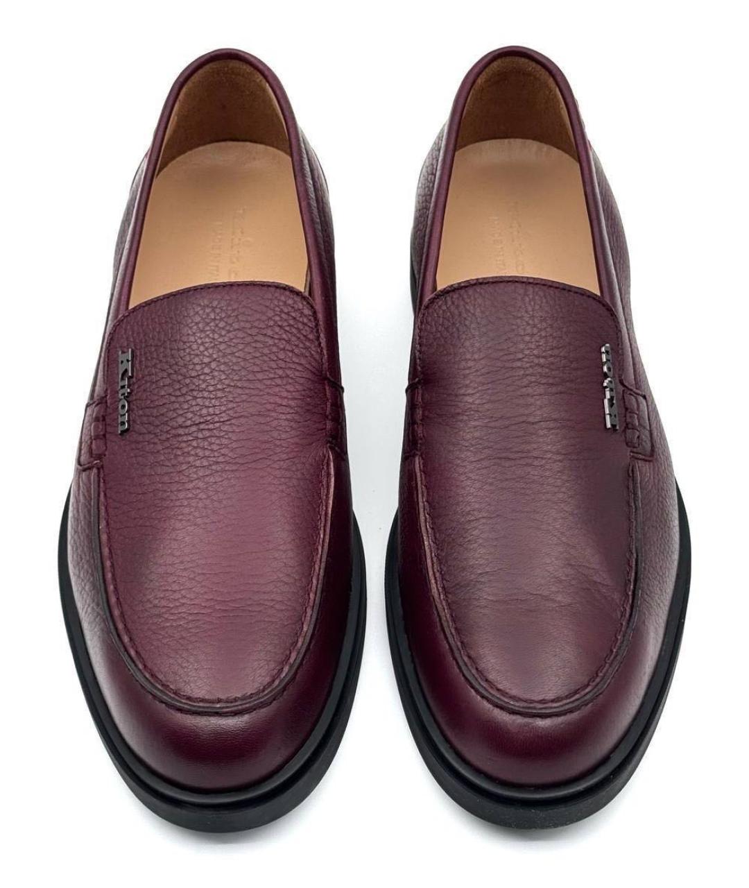 KITON Бордовые кожаные лоферы, фото 2