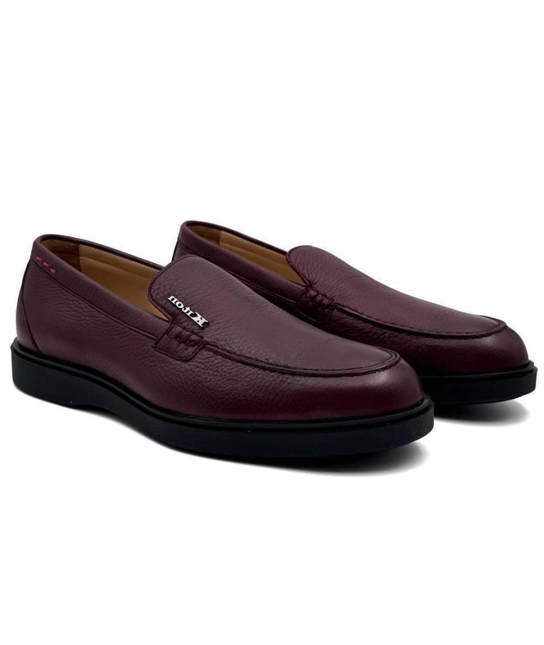 KITON Бордовые кожаные лоферы, фото 1