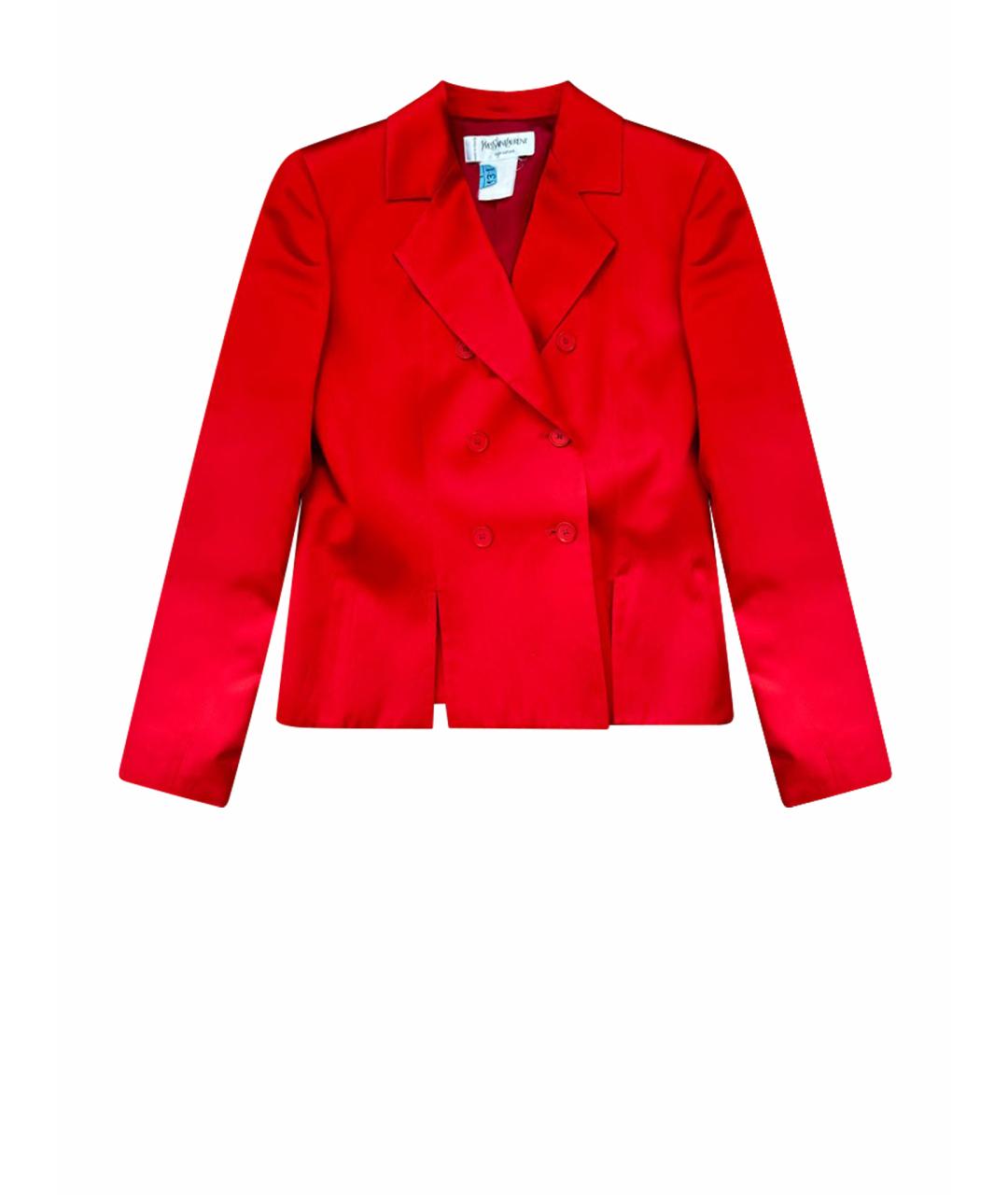 SAINT LAURENT Красный атласный жакет/пиджак, фото 1