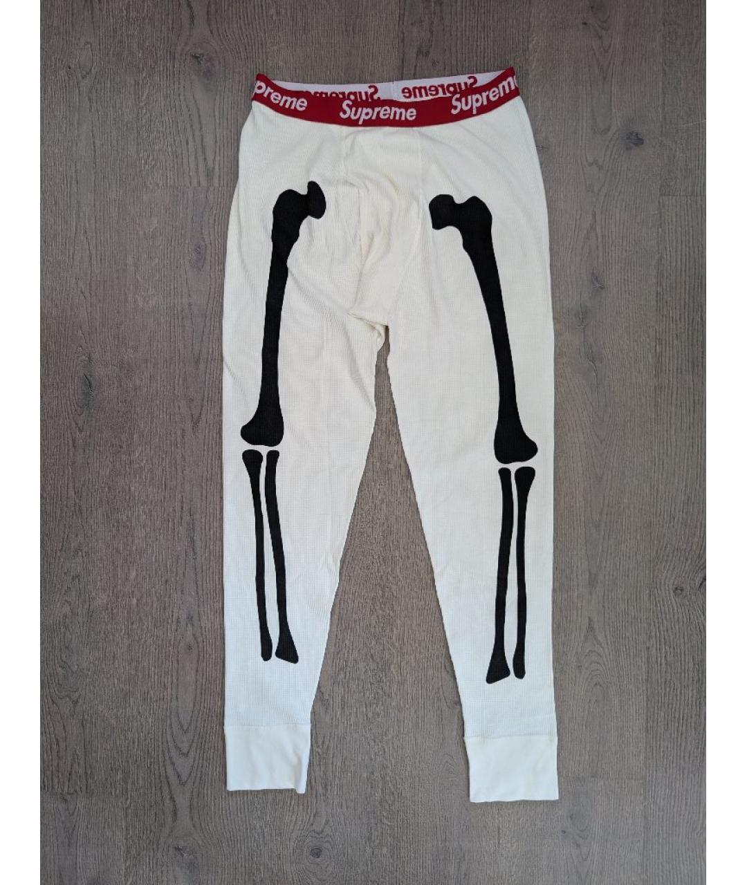 SUPREME Белые хлопковые повседневные брюки, фото 2