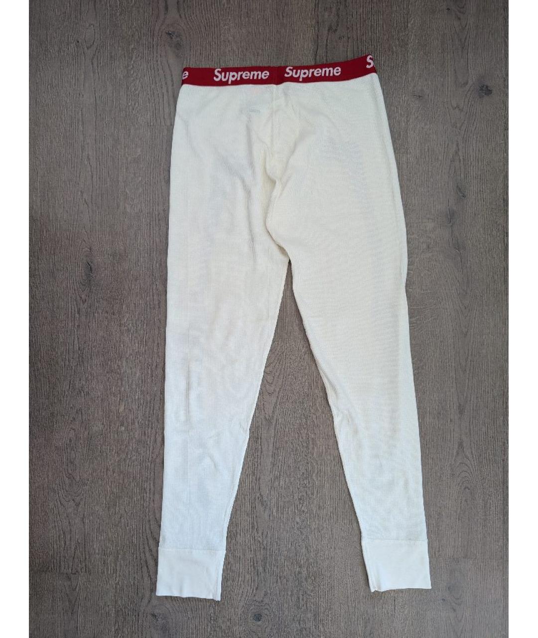 SUPREME Белые хлопковые повседневные брюки, фото 3